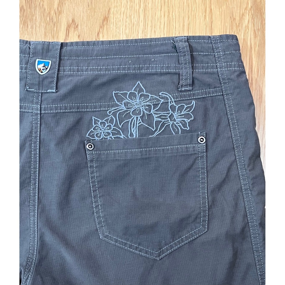 KUHL Kendra Embroidered Capri Pants Womens Size 10 Gray Hiking Gorpcore